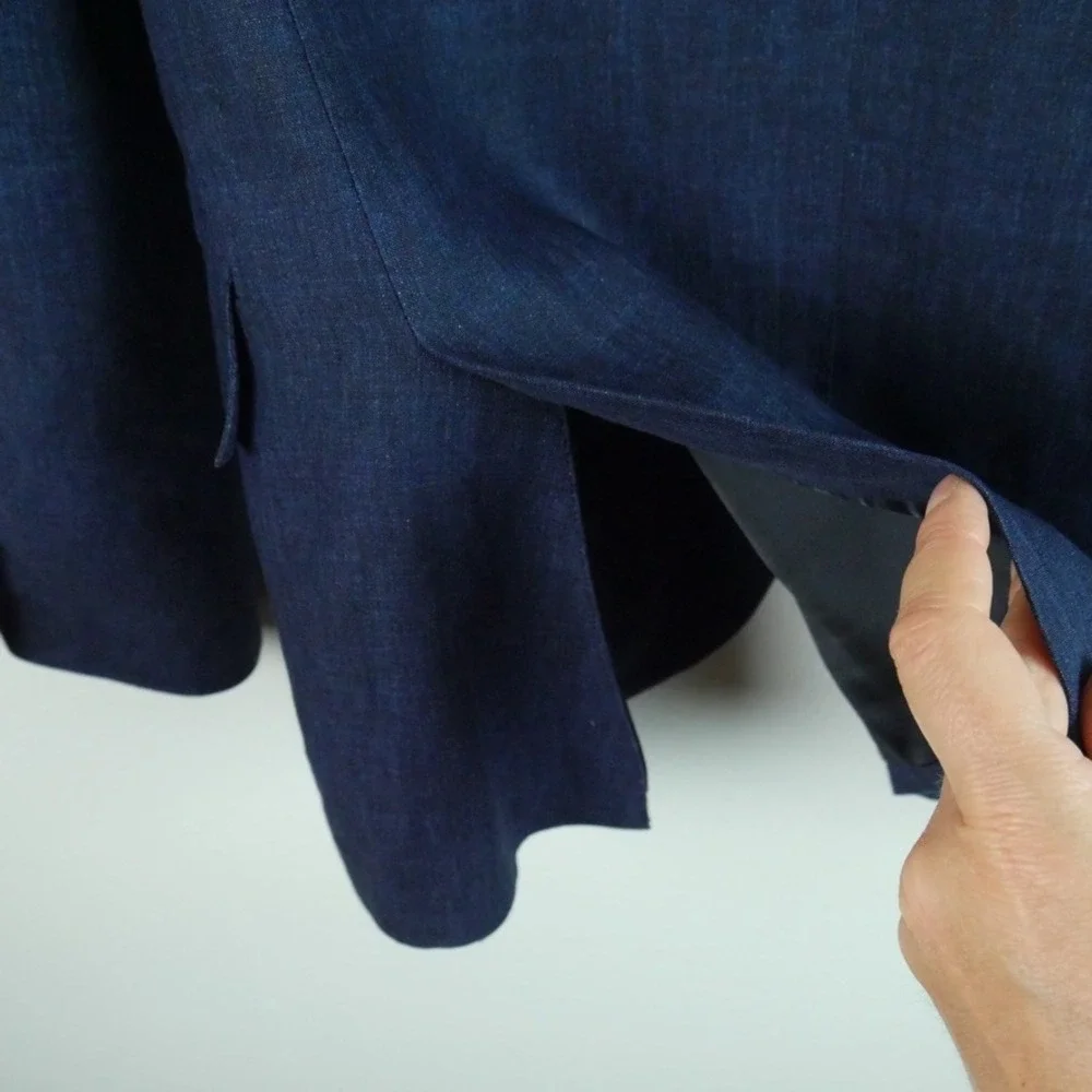 J.Crew Ludlow Suit Indigo Blue 100% Linen 34S Blazer 30x30 Pants Two Button